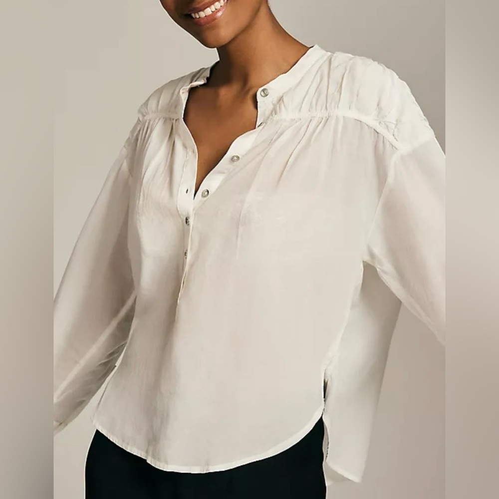 Anthropologie Pilcro Women's White Button Long Sleeve Blouse Summer Fall Size S